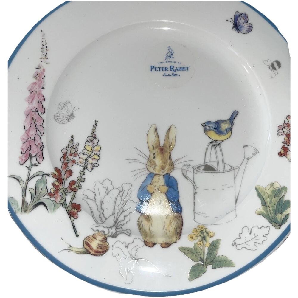 Beatrix Potter Peter Rabbit Dinner Plate by Zrike Watering Can & Bluebird